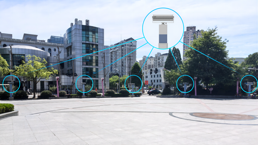 上海閔行區藝術館廣場的智慧廣場舞系統