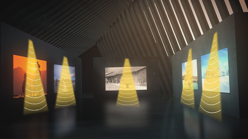 展廳定向音箱定向發聲示意圖